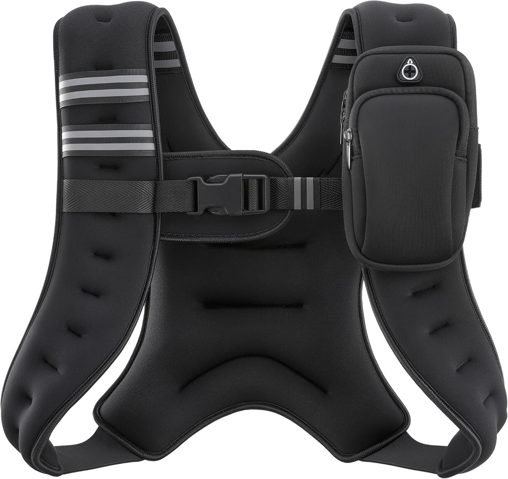 Weighted Vest, 6Lb/8Lb/12Lb/16Lb/20Lb/25Lb/30Lb Weight Vest with Reflective Stripe for Workout, Strength Training, Running, Fitness, Muscle Building, Weight Loss, Weightlifting